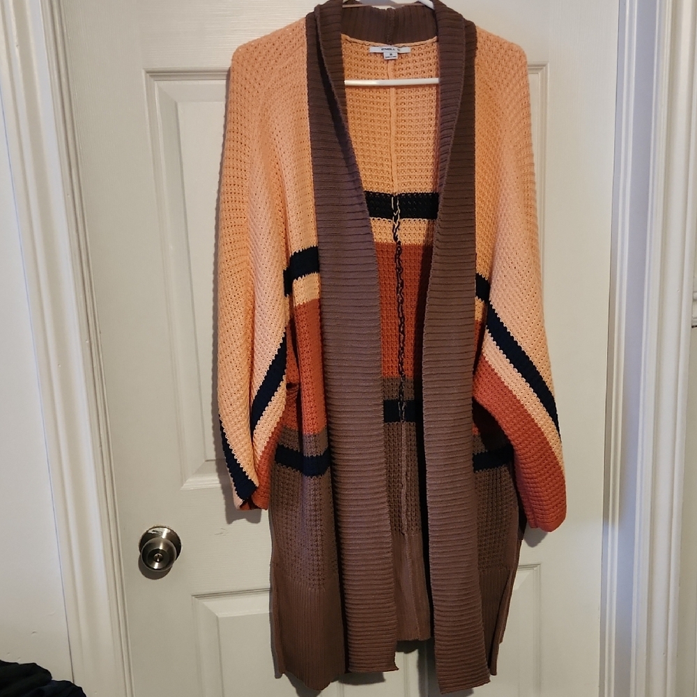 O'Neill Multicolor Striped Cardigan Sweater Sz MED